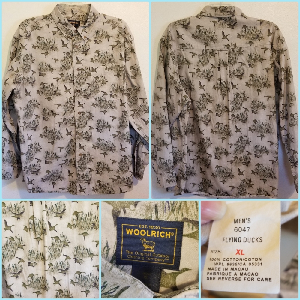 EUC VINTAGE WOOLRICH "FLYING DUCKS" HUNTING SHIRT SIZE XL